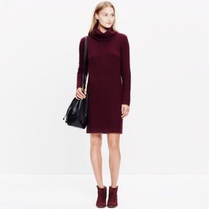 Madewell 100% merino wool maroon turtleneck dress